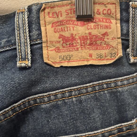 Levis 505 Jeans Mens Regular Fit Straight Leg Medium Wash Denim 38x32 - Picture 6 of 7